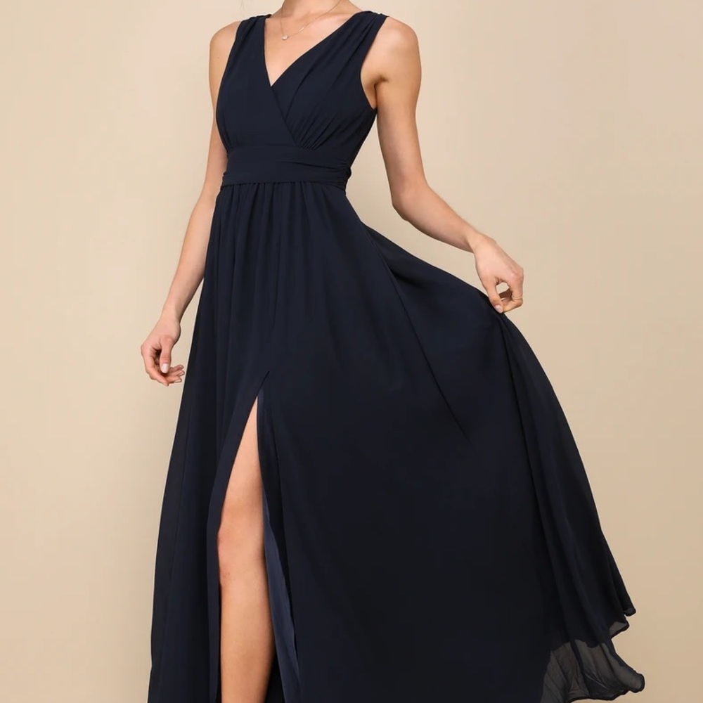 Lulus Thoughts of Hue Navy Blue Maxi Dress XS NWT Bridesmaid Formal Wedding - Picture 2 of 10